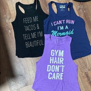 Graphic Tank Tops Set - Black, Blue, Purple